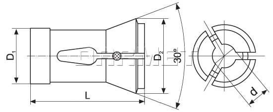 Tulejka zaciskowa automatowa z gniazdem okrągłym - ZM KOLNO (Typ 3010) - 9 mm