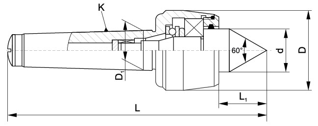 Kieł tokarski obrotowy wydłużony - Morse 2 (D312)