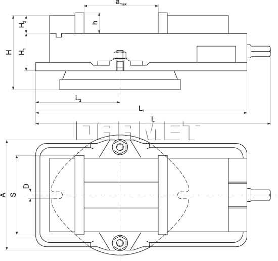 IMADŁO MASZYNOWE OBROTOWE 100MM FQM - wymiary