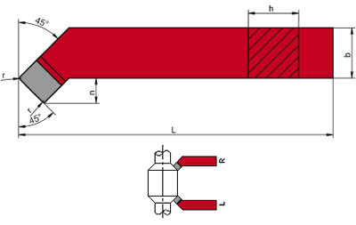 NÓŻ TOKARSKI WYGIĘTY PRAWY NNZc ISO2 WIELKOŚĆ 12x12, WĘGLIK H10 (K10)