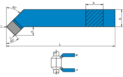 NÓŻ TOKARSKI WYGIĘTY PRAWY NNZc ISO2 WIELKOŚĆ 12x12, węglik S20 (P20)