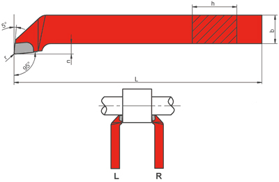 NÓŻ TOKARSKI BOCZNY WYGIĘTY PRAWY NNBc ISO3 WIELKOŚĆ 16x10, WĘGLIK H10 (K10)