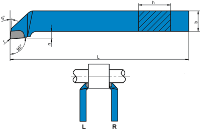 NÓŻ TOKARSKI BOCZNY WYGIĘTY PRAWY NNBc ISO3 WIELKOŚĆ 16x10, węglik S10 (P10)