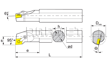 Nóż tokarski składany do toczenia wewnętrznego: S25R-MCLNR-12