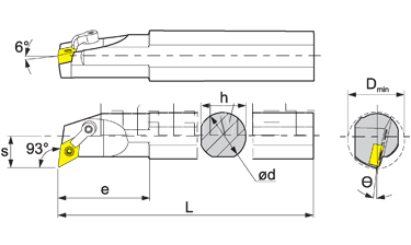 Nóż tokarski składany do toczenia wewnętrznego: S25R-MDUNR-15