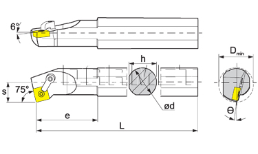 Nóż tokarski składany do toczenia wewnętrznego: S25R-MSKNR-12