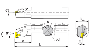 Nóż tokarski składany do toczenia wewnętrznego: S20Q-MTFNR-16