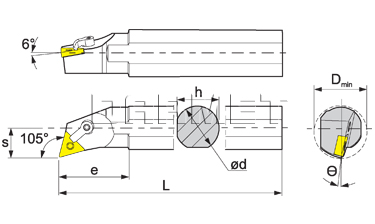 Nóż tokarski składany do toczenia wewnętrznego: S25R-MTQNR-16