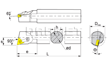 Nóż tokarski składany do toczenia wewnętrznego: S25R-MTUNR-16