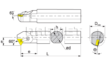 Nóż tokarski składany do toczenia wewnętrznego: S25R-MTWNR-16
