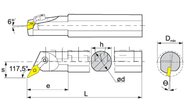 Nóż tokarski składany do toczenia wewnętrznego: S32S-MVQNR-16