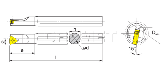 Nóż tokarski składany do toczenia gwintów wewnętrznych: SIL-0020-Q16