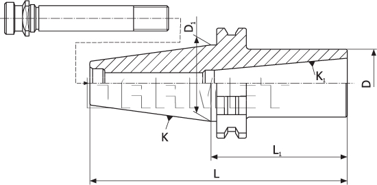 Tuleja redukcyjna DIN40  - Morse MS3 z gwintem (DM-390)