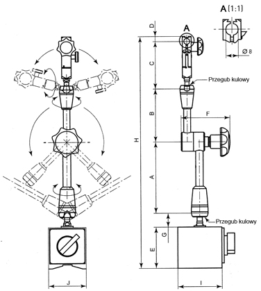 Statyw magnetyczny przegubowy z zaciskiem hydraulicznym (201)