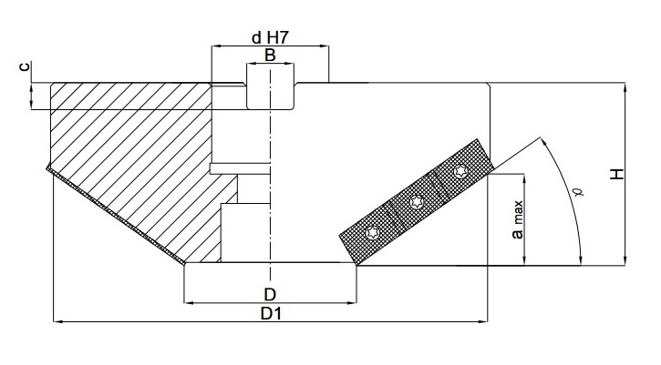 Frez składany nasadzany 3-ostrzowy czołowy do fazowania 220.599 - 34 - 24 - 27/35° - DOLFAMEX