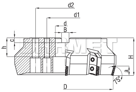 Głowica frezowa składana nasadzana czołowa R257.1 - 080 - 10 - DOLFAMEX