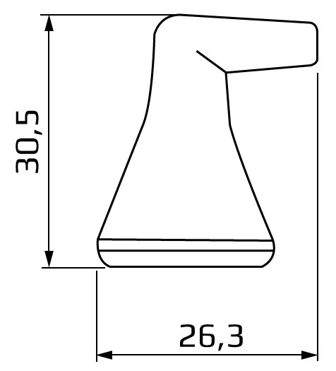 dysza kątowa 6,7 mm system 3/8 - wymiary