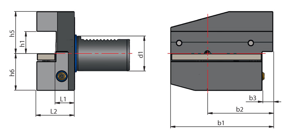 Eroglu oprawka nożowa VDI odwrócona długa, lewa typ B7- wymiary