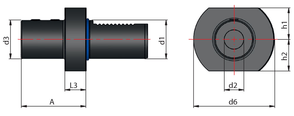 Eroglu oprawka nożowa VDI E1 do wierteł składanych - wymiary