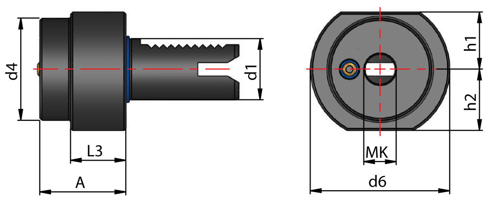 Eroglu oprawka nożowa VDI na stożek Morsea - wymiary