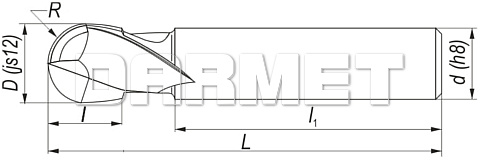 Frez 2-ostrzowy trzpieniowy, krótki z czołem kulistym DIN327-B KR, HSS-E - 5MM - FENES