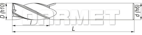 Frez 4-ostrzowy ogólnego przeznaczenia, długi DIN6527-L, VHM TiAIN - 3MM - FENES