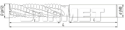 Frez trzpieniowy, długi do obróbki zgrubnej z chwytem walcowym DIN844-A L-M-NR, HSS-E - 10MM - FENES