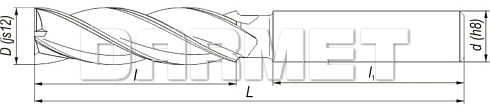 Frez trzpieniowy, długi o ostrzach centralnych z chwytem walcowym DIN844-A L-M-N, HSS-E - 12MM - FENES