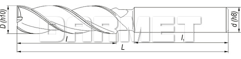 Frez trzpieniowy, długi do metali lekkich z chwytem walcowym DIN844-A L-M-W, HSS - 14MM - FENES