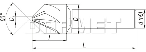 Pogłębiacz stożkowy 90° z chwytem walcowym, DIN 335-B HSS - FENES (0641-261-201-...)