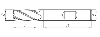 rysunek techniczny frezów trzpieniowych czteroostrzowych model dolfa pm4