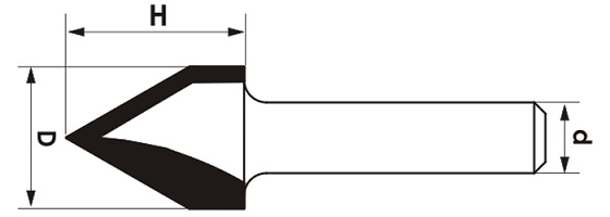 Frezem fazujący do drewna GLOBUS CNC PREMIUM 22,1 mm - rys. techniczny