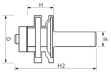 Frez CNC PREMIUM do ramek drzwi meblowych, z łożyskiem dolnym - 33,9 mm, rys. techniczny