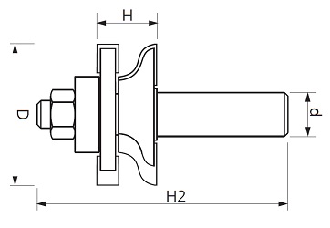 Frez kształtowy z łożyskiem dolnym do ramek meblowych GLOBUS 33 mm - rysunek techniczny