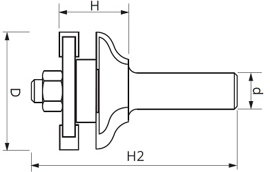 Frez kształtowy z łożyskiem dolnym do ramek meblowych GLOBUS 41 mm - rysunek techniczny