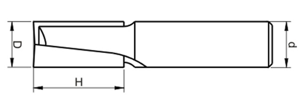 Frez do drewna prosty, dwupłytkowy z ostrzem wiercącym GLOBUS 19 mm - rys. techniczny