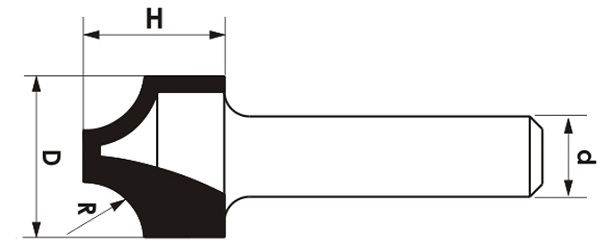 Frez zaokrąglający GLOBUS CNC PREMIUM 12,7 mm - rysunek techniczny