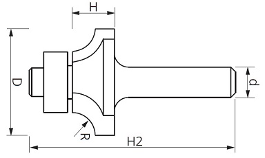 Frez zaokrąglający z łożyskiem dolnym CNC Premium 14,3 mm - rysunek techniczny