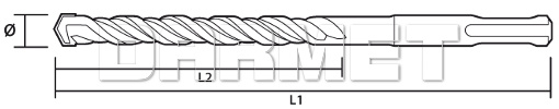 Wiertło do betonu SDS PLUS - rysunek techniczny.