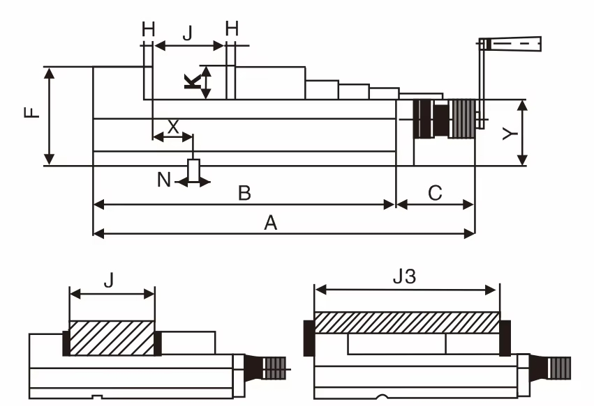 imadło hydrauliczne - wymiary