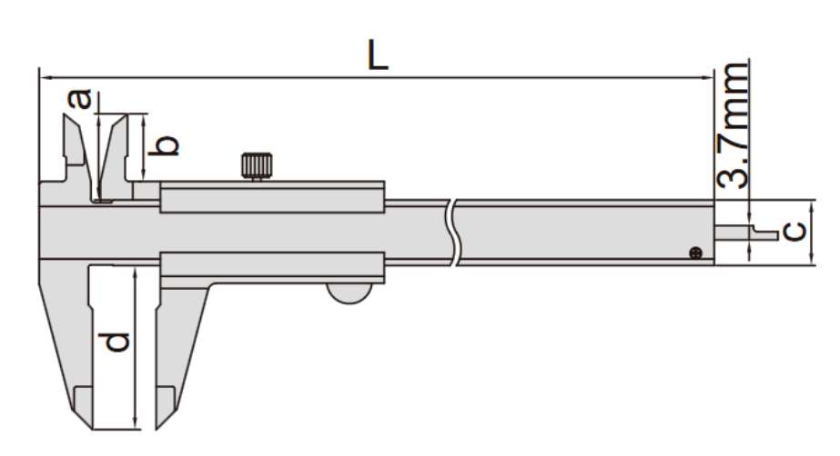 Suwmiarka noniuszowa INSIZE typ 1205 - wymiary