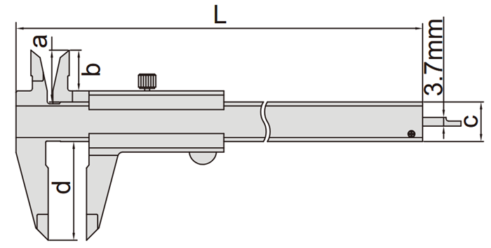 Suwmiarka noniuszowa INSIZE typ 1205 - wymiary