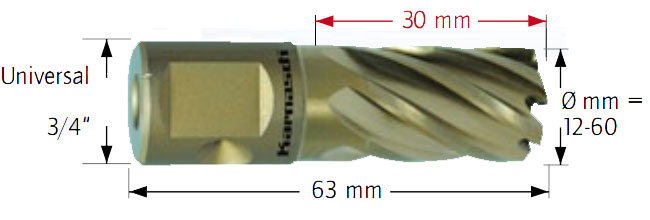 Wiertło koronowe Universal, Gold-Line - długosć części roboczej - 30MM - KARNASCH (20.1260N)