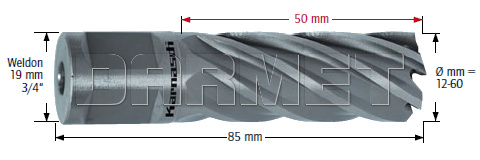 Wiertło koronowe z chwytem Weldon, Silver-Line - długość części roboczej 50MM - KARNASCH (20.1265)