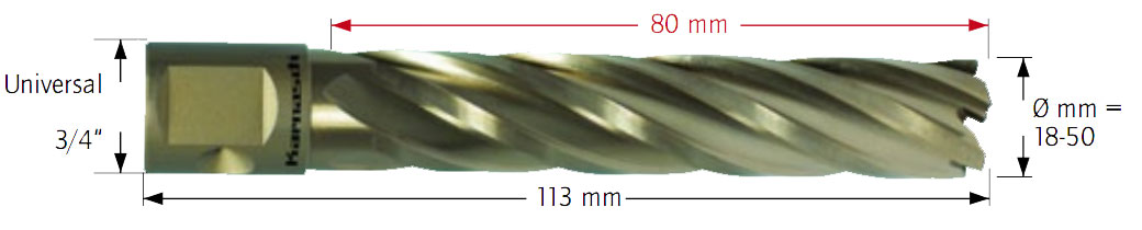 Wiertło koronowe Universal, Gold-Line - długość części roboczej - 80MM - KARNASCH (20.1285N)