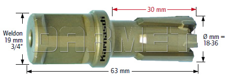 Wiertło koronowe z chwytem Weldon, Rail-Line - długość części roboczej 30MM - KARNASCH (20.1306)