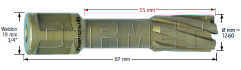 Wiertło koronowe z chwytem Weldon, Hard-Line - długość części roboczej 55MM - KARNASCH (20.1316)