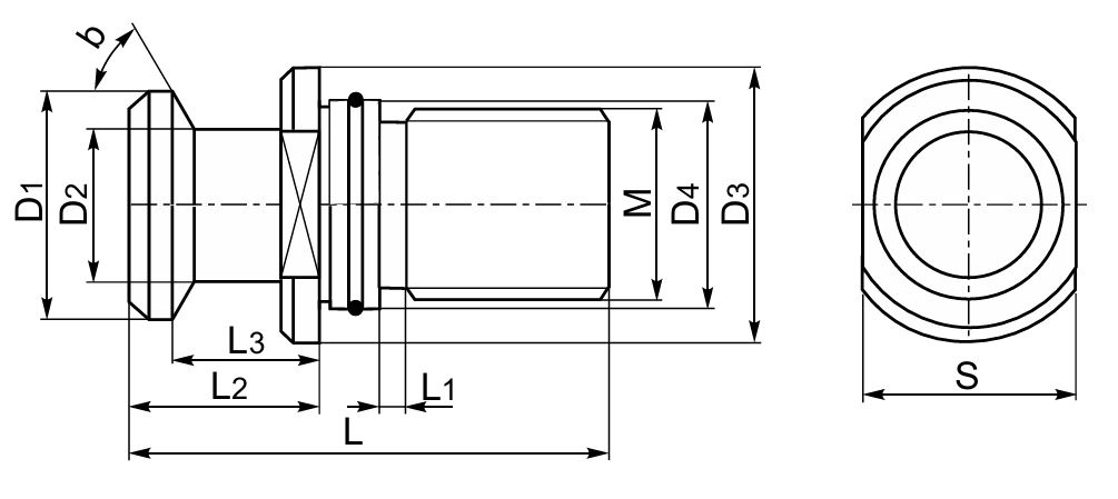 Końcówka ściągająca (grzybek) przelotowa do DIN69871.50-A 74MM - APX (9882)