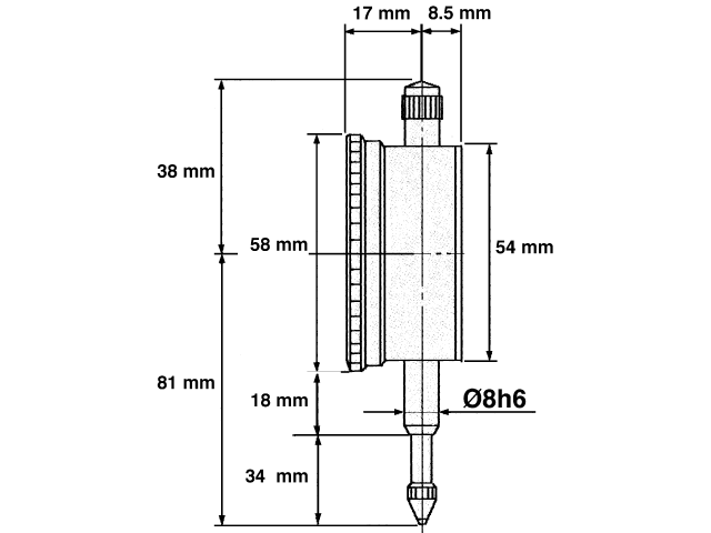 Czujnik LIMIT 25 mm - wymiary