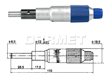 głowica mikrometryczna - wymiary